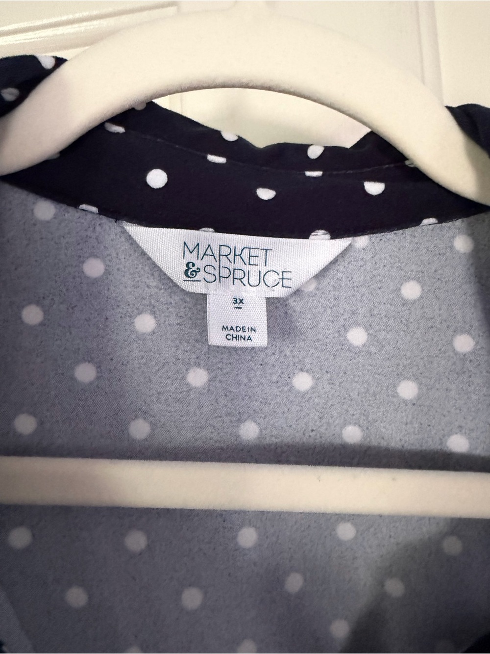 Market & Spruce Navy Polka Dot Midi Shirt Dress - Picture 4 of 4